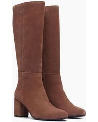 Hush Puppies - Oprah Suede Long Leather Mocha Heeled Knee High Boots - Lyst