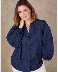 Live Unlimited London - Floral Applique Puff Sleeve Blouse - Lyst