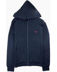 EA7 - Loungewear Zip Up Hooded Sweater Marine - Lyst