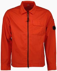 C.P. Company - Gabardine Zip Up Lens Overshirt - Lyst