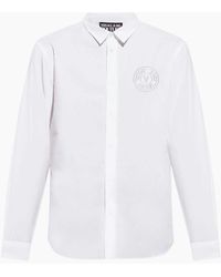 Versace - Cotton Printed V-Emblem Logo/ Shirt - Lyst