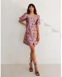 Lovedrobe - Square Neck Short Sleeve Mini Shift Dress - Lyst