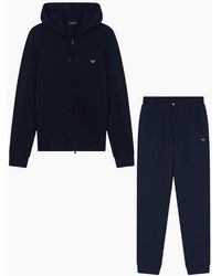 Emporio Armani - Embroidered Logo Zip Up Hoodied Tracksuit - Lyst