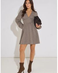 Gini London - Check Long Sleeves Mini Dress - Lyst