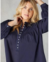 Live Unlimited London - Cotton Button Front Relaxed Blouse - Lyst
