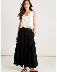 Gini London - Tiered Cotton Skater Maxi Skirt - Lyst