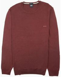 BOSS - Botto-L Embroidered Logo With Responsible Wool Swe Burgundy 604 - Lyst