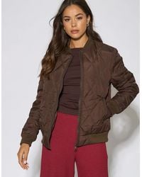 Gini London - Rib Trim Puffer Bomber Jacket - Lyst
