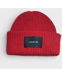 COACH - Woven Patch Beanie Cherry - Lyst