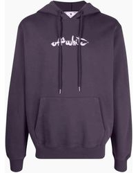 Off-White c/o Virgil Abloh - Off Script Logo Slim Fit Aubergine Hoodie - Lyst