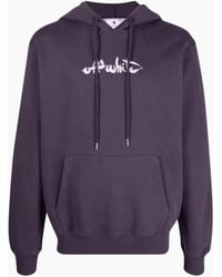 Off-White c/o Virgil Abloh - Off Script Logo Slim Fit Aubergine Hoodie - Lyst