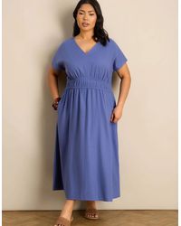 Live Unlimited London - Petite Linen Blend V-Neck Waist Detail Midaxi Dress - Lyst