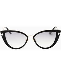 Tom Ford - Anjelica-02 Smoke Mirror Lens Shiny Sunglasses - Lyst
