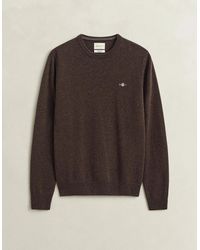 GANT - Superfine Lambswool Crew Neck Sweater - Lyst