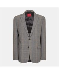BOSS - Plaid Patterned Flap Pocket Lapel Collared Blazer - Lyst