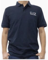 EA7 - Concealed Button Up Rear Logo Polo Shirt - Lyst