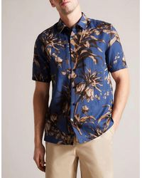 Ted Baker - Belmar Short Sleeve Linen Blend Shirt - Lyst