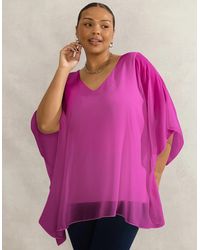 Live Unlimited London - Chiffon V Neck Overlay Top - Lyst