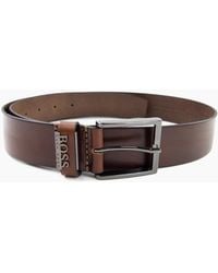 BOSS - Senol Leather Belt With Metal Logo - Lyst