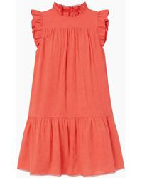 Ro&zo - Petite Coral Cheesecloth Frill Neck Mini Dress - Lyst