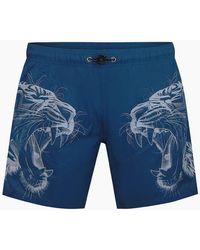 Philipp Plein - Plein Sport Double Tiger Logo Light Swim Shorts - Lyst
