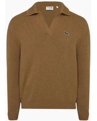 Lacoste - Crocodile Logo Collared Neck Long Sleeve Sweater - Lyst