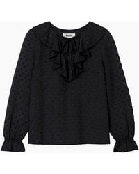 Ro&zo - Dobby Ruffle Front Blouse - Lyst