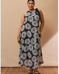 Live Unlimited London - Floral Print Halter Neck Maxi Dress - Lyst