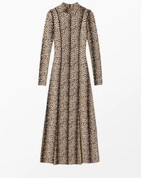 Ro&zo - Animal Print Seam Detail Midi Dress - Lyst