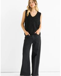 Gini London - Sequin Sparkle V Neck Vest Knit Jumper - Lyst