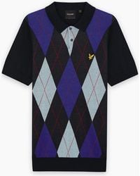 Lyle & Scott - Lyle & Scott Archive Argyle Knitted Ss Polo Shirt Dark - Lyst