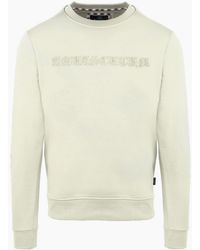 Aquascutum - Embroidered Crew Neck Ribbed Collar Long Sleeve Sweatshirt - Lyst