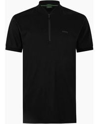 BOSS - Zip Neck Band Collar Short Sleeve T-Shirt - Lyst