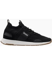 BOSS - Titanium Runn Knitted/ Runner Trainers - Lyst