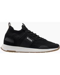 BOSS - Titanium Runn Knitted/ Runner Trainers - Lyst