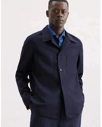 Seidensticker - Regular Fit Wool Mix Casual Lapel Overshirt Dark - Lyst