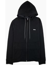 BOSS - Saggy Embroidered Contrast Logo Zip Up Sweatshirt 001 - Lyst