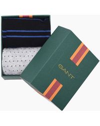 GANT - Stripe And Mini Dot 2Pk Socks Marine - Lyst