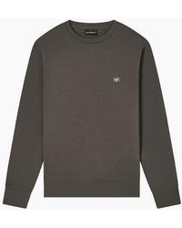 Emporio Armani - Double-Jersey Sweatshirt With Micro Logo Patch - Lyst