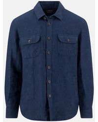 Fynch-Hatton - Patch Pocket Herringbone Linen Overshirt - Lyst