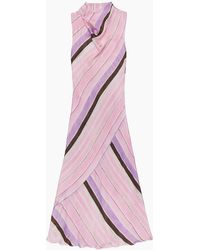 Ro&zo - Phoebe Stripe Cowl Neck Satin Dress - Lyst