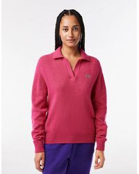 Lacoste - Crocodile Logo Collared Neck Long Sleeve Sweater - Lyst