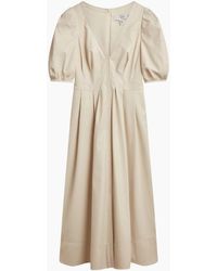 Ted Baker - Tamega Faux Leather Ivory Midi Dress - Lyst