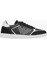 EA7 - Eagle Logo Suede/ Lace Up Trainer - Lyst