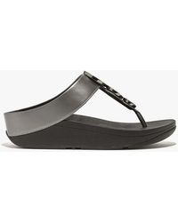 Fitflop - Halo Bead-Circle Metallic Toe Post Pewter - Lyst