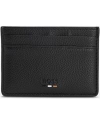 BOSS - Boss Ray Grained Faux-Leather Card Holder With Logo Trim - Lyst