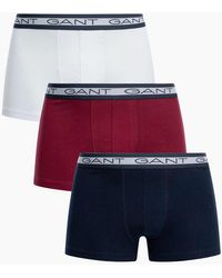 GANT - 3-Pack Striped Waistband Boxer Trunks, /Burgundy - Lyst