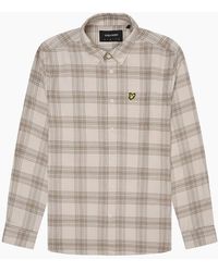 Lyle & Scott - Tonal Check Flannel Shirt Light Mist/Heritage Taupe - Lyst