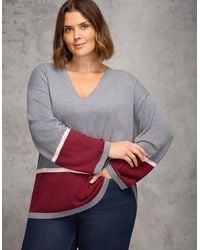 Live Unlimited London - Contrast Stripe V Neck Jumper - Lyst
