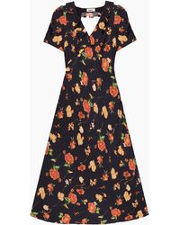 Ro&zo - Petite Apricot And Floral Print Tie Back Dress - Lyst